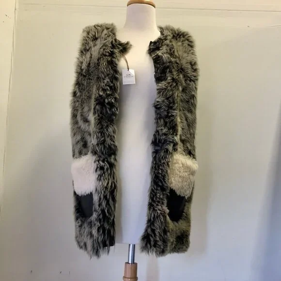 Coach Gray Curly Mongolian Sheep Shearling Vest - Picture 7 of 9